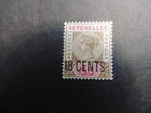 1896 Seychellen 18c auf 45c braun & karminrot SG26 beritten postfrisch - Bild 1 von 2