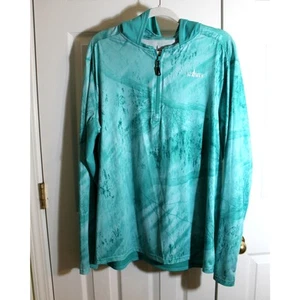 Habit Real tree Aqua Hooded Men's Fishing / Beach Shirt sz L - Picture 1 of 3