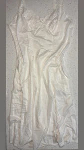 VINTAGE SLIP DRESS LINGERIE SILKY WHITE by OLGA Sz 36 - Picture 1 of 4