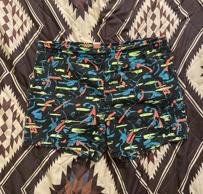 Bañador Islander vintage años 80 forrado abstracto estampado neón 4” entrepierna grande para hombre Foto 1 de 4