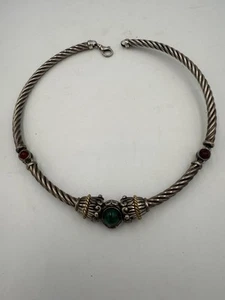 Collana Made In Italy Sterling 3 Segmenti Con Pietre Gen. Look Cavo 17" - Foto 1 di 9