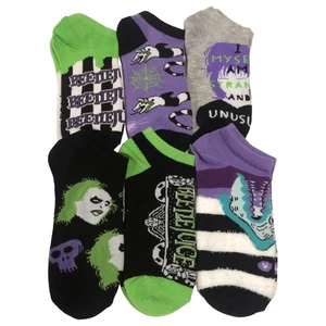Womens 6 Pair Disney Beetlejuice No-Show Low Cut Halloween Socks - Picture 1 of 1