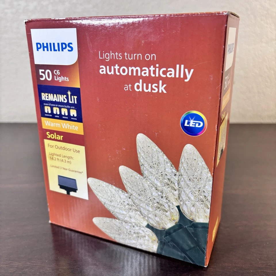 Philips 50 C6 luces blanco cálido alimentado por energía solar automáticamente al atardecer Foto 1 de 4