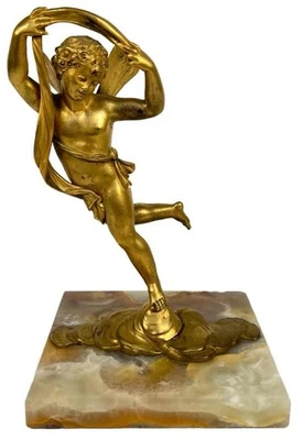 Antique French Ormolu Bronze Fairy Cupid Statue Attrib. C. Georges Ferville Suan - Image 1 of 4