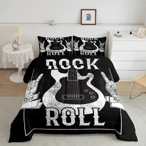 Set Biancheria da Letto Chitarra Doppia Musica Rock Set di Biancheria da Letto Grunge Guida Elettrica... - Foto 1 di 6