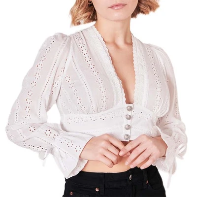 Dirndlbluse Daje ecru V-Ausschnitt Bluse Krüger Trachtenmode Volksfeste - Bild 1 von 4