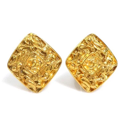 Echte CHANEL CC Logo Clipo auf Ohrringe Gold Metall - w1276k - Bild 1 von 4