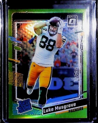 2023 Panini Donruss Optic Football Luke Musgrave Rookie Lime Green Prizm /20 GBP - Image 1 of 2