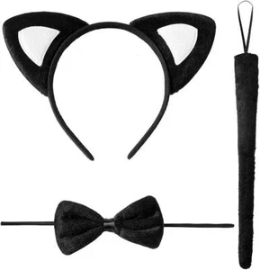 KIDS MOUSE COSTUME BLACK EARS TAIL BOW TIE HALLOWEEN BOOK DAY FANCY DRESS PARTY - Picture 1 of 3