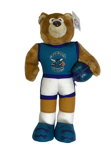 Vintage Plush Bear NBA Charlotte Hornets Basketball Plush Teddy Near 1993 16” Cover