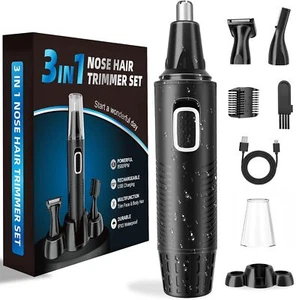 Nasenhaartrimmer, USB Wiederaufladbar Nasenhaarschneider 3 in 1 Set - Afbeelding 1 van 8
