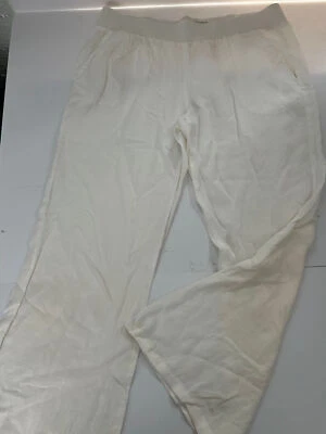 CURRENT ELLIOTT Pantalones de salón de algodón blanco tirar con bolsillos acampanados recortados M Foto 1 de 3