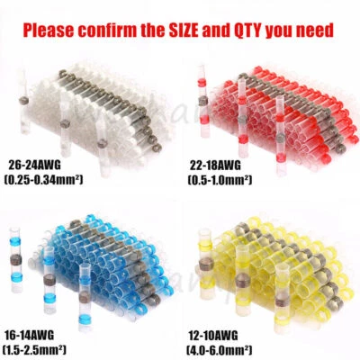 Assorted Solder Seal Sleeve Heat Shrink Butt Terminal Wire Connectors Waterproof - Image 1 of 4
