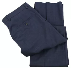 HART SCHAFFER MARX Blue Gray Check CHICAGO FIT Wool Single Pleat Pants 32 R NWT - Picture 1 of 3
