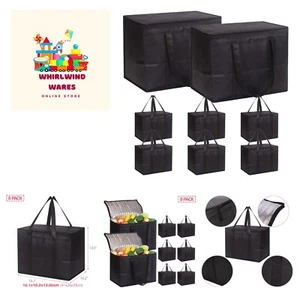 Set of 8 Large Insulated Reusable Grocery Bags with Sturdy Zipper and Handles... - Bild 1 von 8