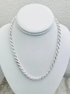 Collana Uomo Catena Corda Italiana Argento Sterling 925 6,5 mm - Taglio Diamante - Foto 1 di 8