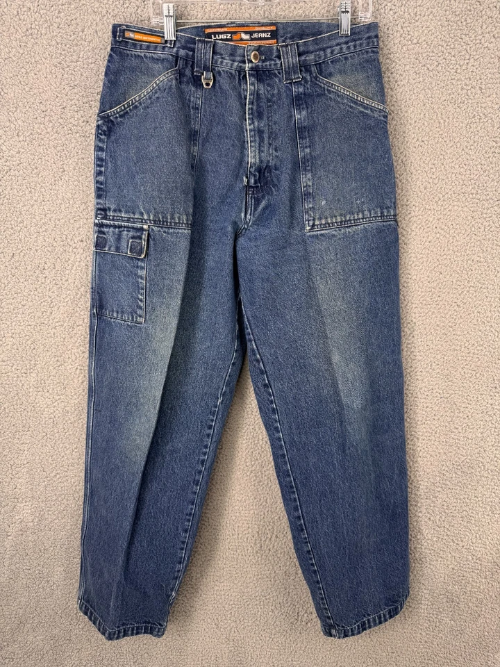 Vintage Lugz Jeans Mens 34 Blue Baggy Wide Leg Logo Y2K Skater Pants Cargo - Image 1 of 4