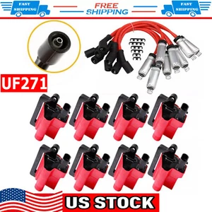 UF271 8 PCS Ignition Coil & Spark Plug Wire For Chevy Silverado GMC Sierra 1500 - Picture 1 of 13