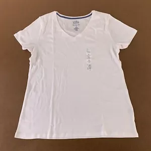 Croft & Barrow Women's Size Medium White Short Sleeve V Neck Classic Tee NWT - Picture 1 of 11
