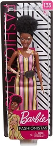 Barbie Fashionistas Bambola Vitiligine con Capelli Ricci, Vestito a Righe e Accessori ( - Foto 1 di 5