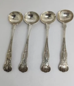 A SET OF 4 JOSIAH WILLIAMS & CO LONDON STERLING MASTER SALT SPOONS 3 31/32" b5 - Picture 1 of 4