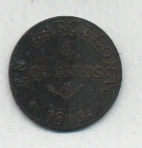 SPANIEN SPANIEN Joseph Bonaparte Barcelona 4 VIERTEL 1809 KM 67a VF- - Bild 1 von 2