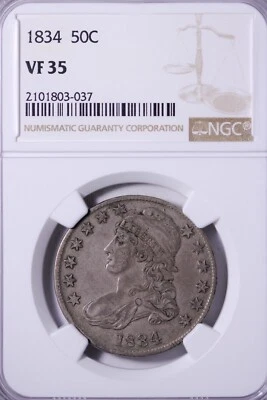 1834 Capped Bust Half Dollar NGC VF35 “Crusty Original" FREE SHIPPING WCHK - Image 1 of 3