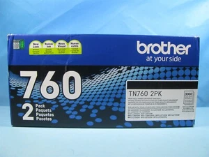 2 PACK GENUINE BROTHER TN-760 TN760 BLACK HIGH YIELD TONER CARTRIDGE - NEW - Picture 1 of 1