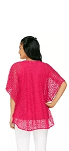 Susan Graver Womens 3X 2 Pc Jacquard Lace Scarf Top w/ Knit Tank Top Fuchsia NWT - Picture 1 of 6