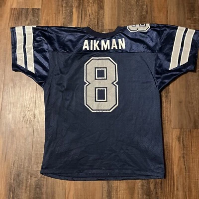 Camiseta de fútbol americano vintage Wilson azul Dallas Cowboys Troy Aikman NFL juvenil XL leer Foto 1 de 4