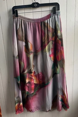 Falda de seda floral pintada a mano vintage Nora Lottie arte para usar - talla mediana Foto 1 de 4