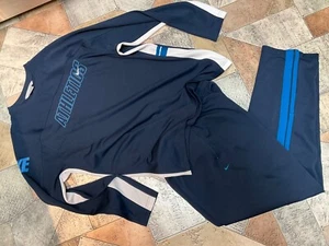 VINTAGE 2PIECE Nike MENS ATHLETICS HEAVY WEIGHT PULLOVER/PANT SZ XL ROOMY NAVY - Picture 1 of 13