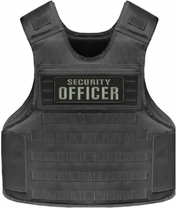 SECURITY Officer EMBROIDERY PATCH 2.5x7'' VELCR@ ON back GRAY ON BLACK - Picture 1 of 2