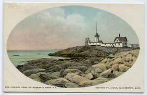 Eastern Point Leuchtturm Gloucester Massachusetts B&M Railroad 1907c Postkarte - Bild 1 von 1