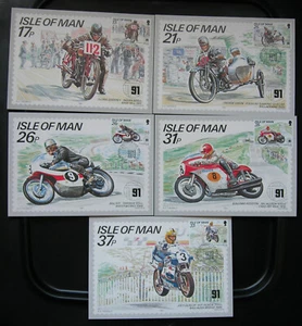 ISLE OF MAN 1991 TT MOTORCYCLE RACES SET OF 5 FIRST DAY OF ISSUE STAMP CARDS - Picture 1 of 1