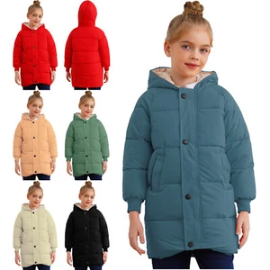 Kids Girls Boys Jacket Medium Coat Winter Outwear Warm Buttons Fishing Zipper - Picture 1 of 88