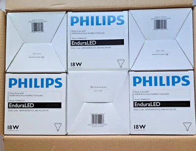 Philips Endura 18W LED PAR38  White Light Flood Light Bulbs 25° Dimmable 6 Bulbs - Image 1 of 4