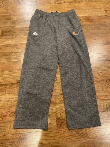 Miami Hurricanes Adidas Mens Sweatpants M Gray NCAA Team climawarm pants Sweats Cover