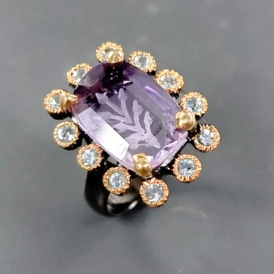 Natural  Not Enhanced Amethyst Ring 925 Sterling Silver Size 8.5 /B-R2029 - Image 1 of 4