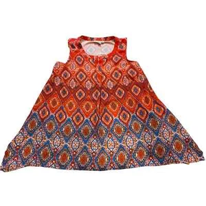 Dana Buchman SMALL Sleeveless Tunic Blouse, Orange Blue Paisley Design - Picture 1 of 7
