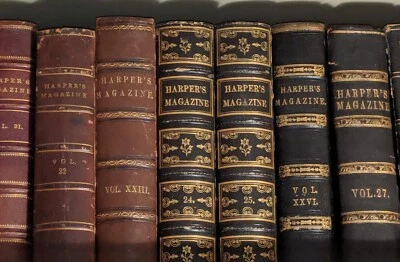 Harpers Magazines 1800s&1900s Shelfworthy Volumes Leather Classic Authors NonFic - Image 1 of 4