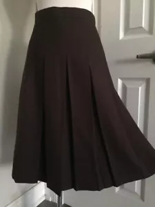 Vtg Women's Size M Brown Career Business A-line Classic Skirt Pleated, Waist 28" - Picture 1 of 8