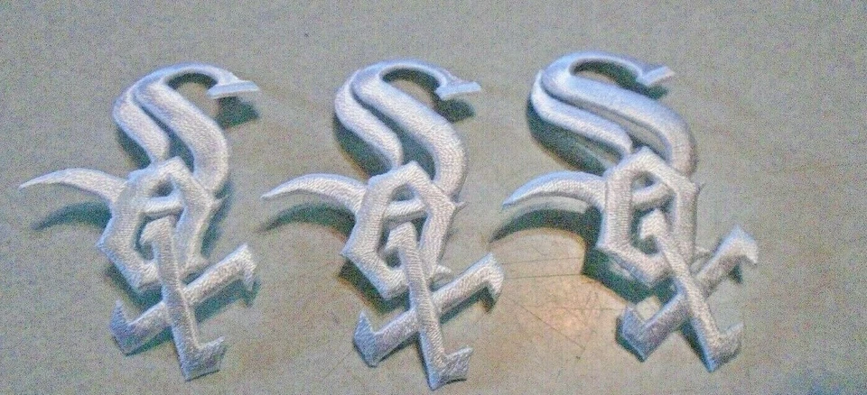 Lot of 3 Chicago White Sox Cap Logo  Iron On Embroidered Patch 2 5/8 in Tall    - Image 1 of 1