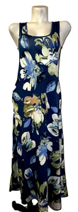 New 24SEVEN Dress Women's Size M Blue Floral Sleeveless Casual Pullover Maxi - Picture 1 of 8