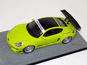 1/18 AB Models Porsche Cayman Rocket Bunny Matte Green on Alcantara Base - Picture 1 of 6