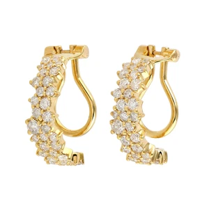 2.1 Ct Round Cut Simulated Diamond Hoop Earrings Gift Women's Yellow Gold plated - Picture 1 of 3