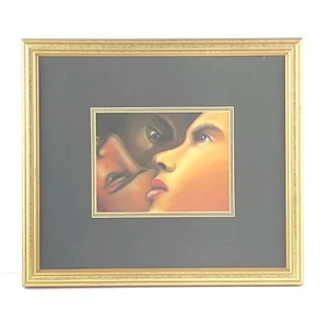 Larry Poncho Brown Black Is Black Female Framed Matted Unsigned Art Print - Picture 1 of 7