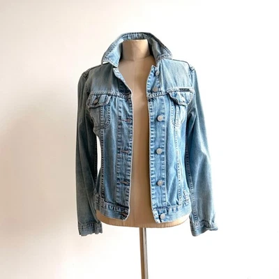 Chaqueta De Colección Y2K Era Sisley Retro Cambray Denim Moto Talla XS Italia Años 2000 Foto 1 de 4