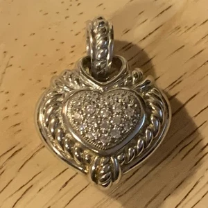 Judith Ripka Herz Anhänger/Verstärker Wendeseite 1 Sterlingsilber Seite 2 CZ - Bild 1 von 8