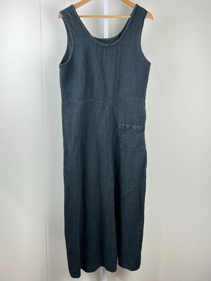 Maxi Vestido FLAX Jeanne Engelhart 100% Lino Para Mujer Grande Negro Gauzy Lagenlook Foto 1 de 4